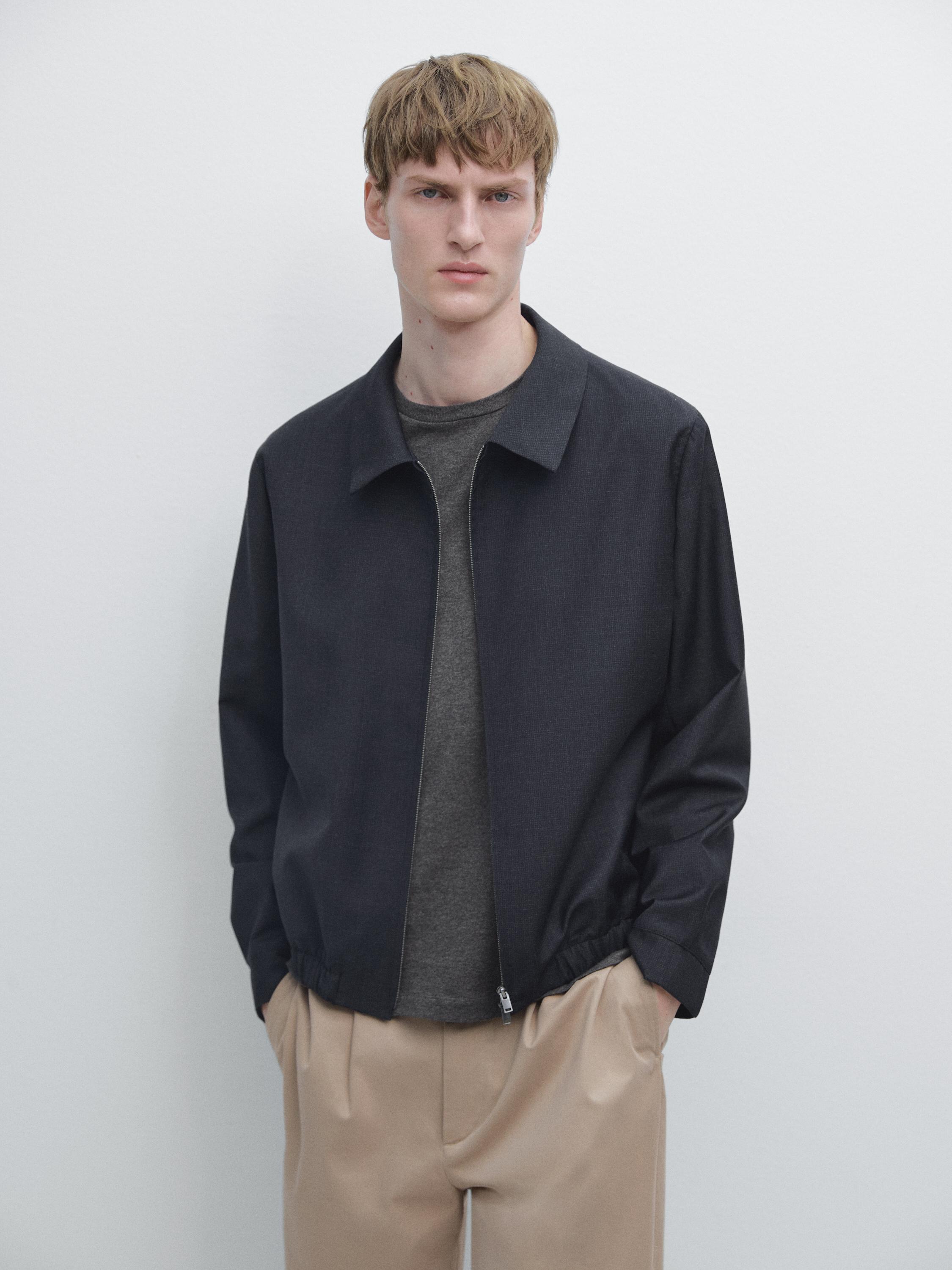 Blouson pied-de-poule laine